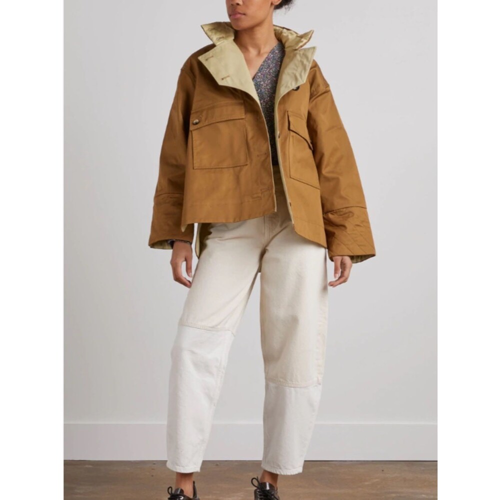Ganni double twill women oversized utility chore cropped Jacket trench coat 38 M - Picture 16 of 16